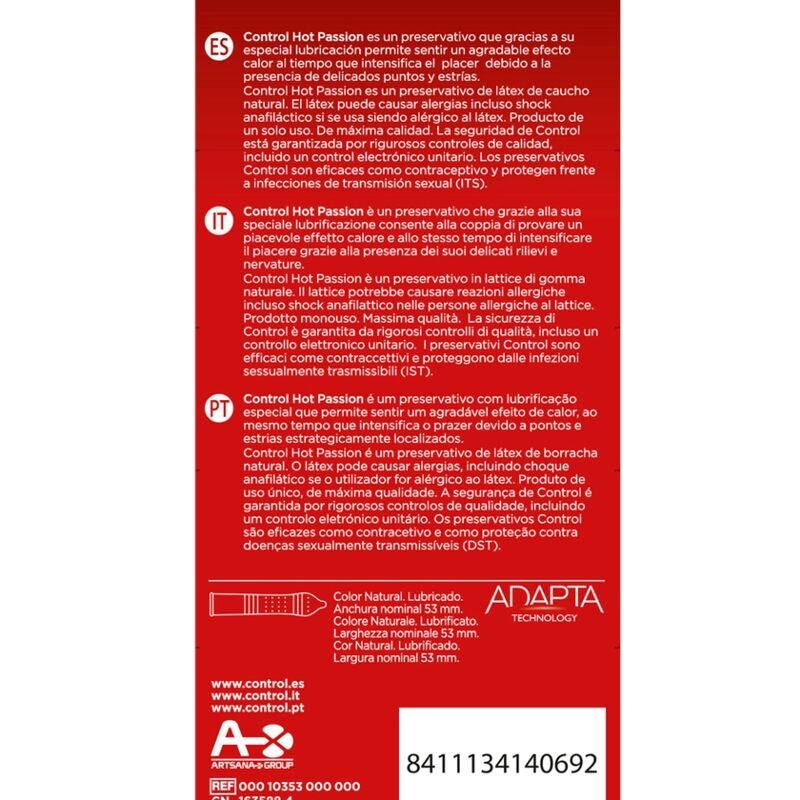 Comprar CONTROL Hot Passion Preservativos Efecto Calor 10 Unidades – Preservativos Con Efecto Calor Para Intensificar Sensaciones-PRESERVATIVOS-Noxtic
