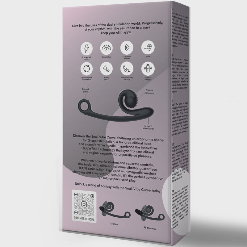 Comprar Snail Vibe Curve Negro – Vibrador Recargable Con Diseño Ergonómico Para Estimulación Intensa-Noxtic