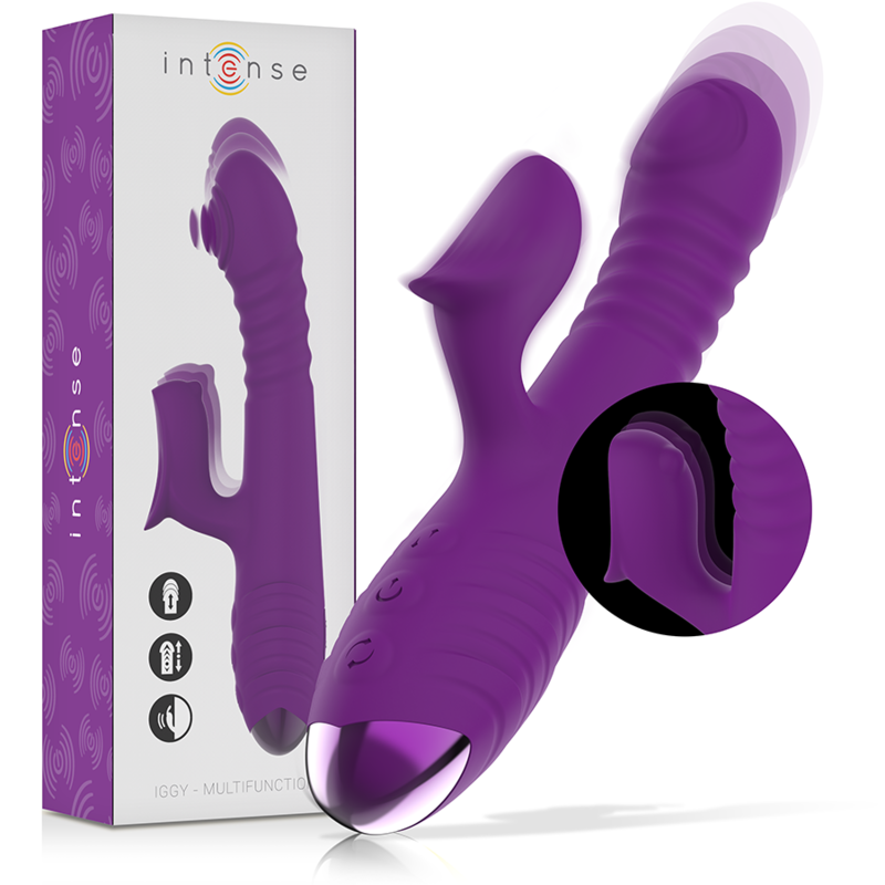 Comprar INTENSE IGGY Vibrador Multifunción Morado – Estimulador Recargable Con Movimiento Realista-Noxtic