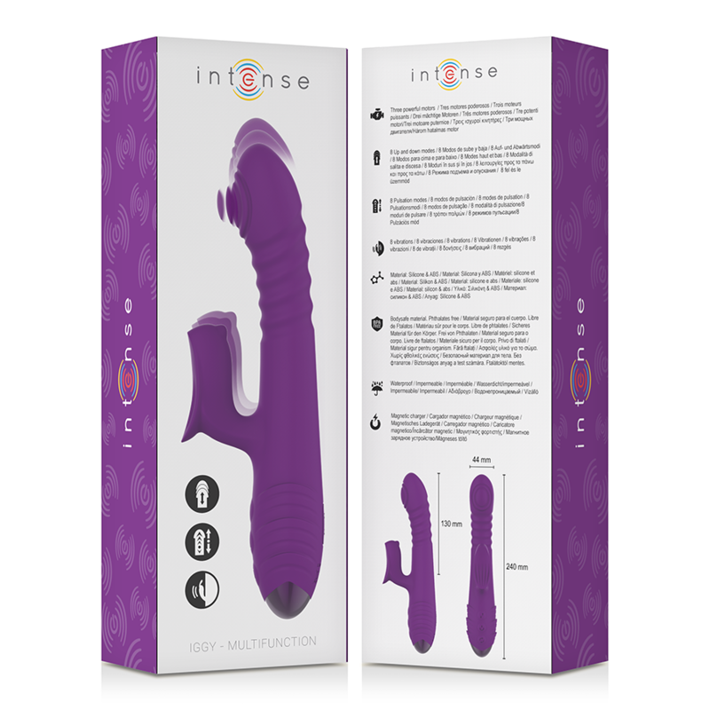 Comprar INTENSE IGGY Vibrador Multifunción Morado – Estimulador Recargable Con Movimiento Realista-Noxtic