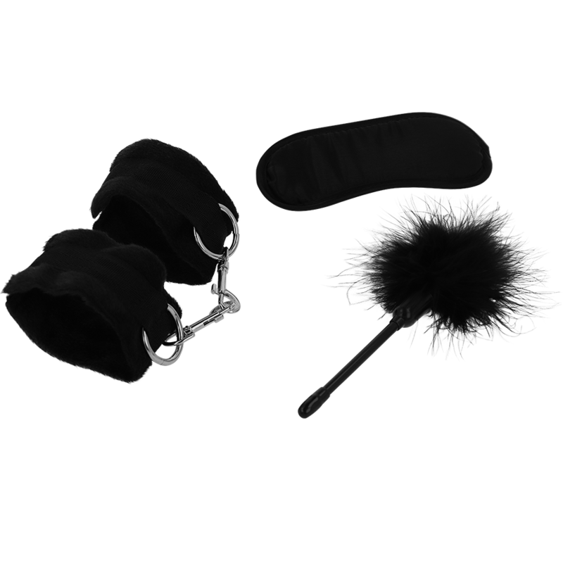 Comprar INTENSE Fetish Set Erótico – Set Con Esposas Antifaz Y Plumero De Cuero Vegano-Noxtic