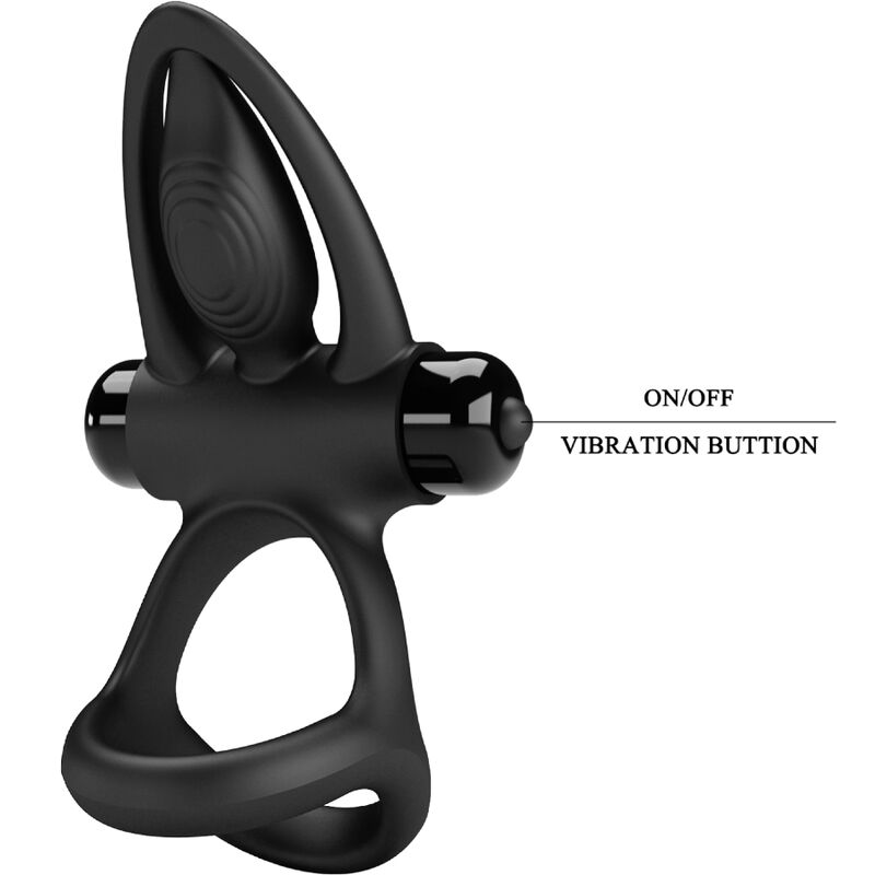Comprar PRETTY LOVE Anillo Vibrador 10 Vibraciones Silicona Negro – Diseño Ergonómico Para Placer Compartido-Noxtic