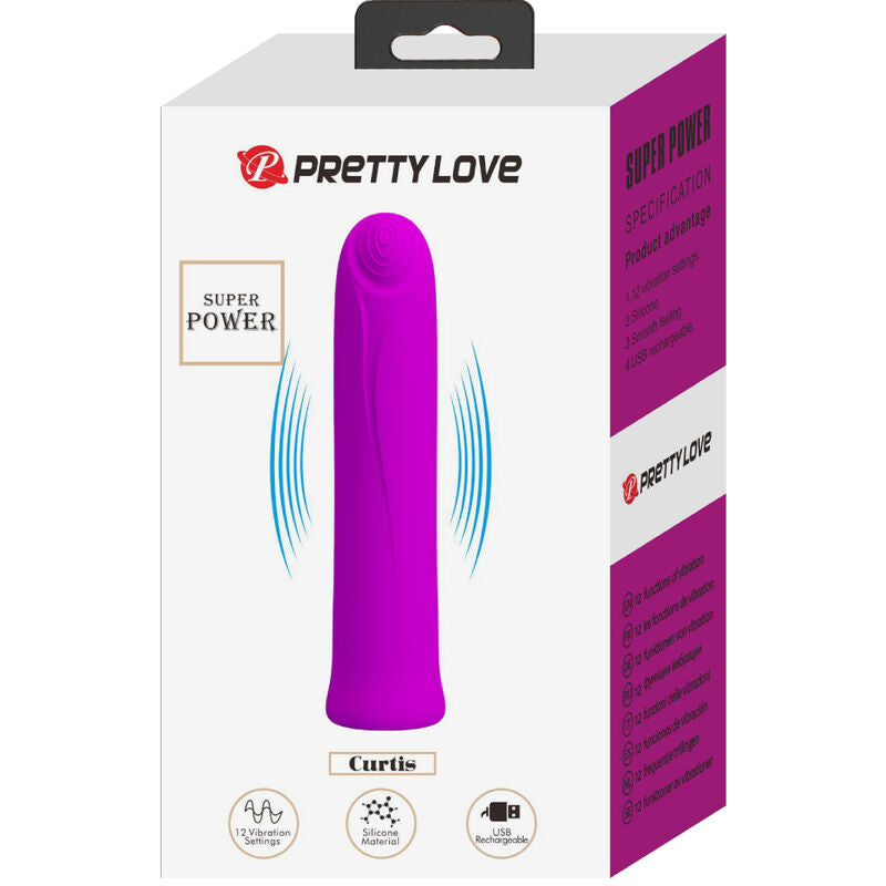 PRETTY LOVE Curtis Mini Vibratore Viola – Vibratore Ricaricabile con 12 Modalità di Vibrazione