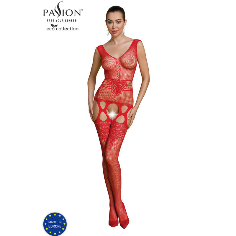 Comprar PASSION Bodystocking Eco BS014 Rojo – Diseño Elegante Para Sensación Confortable-Noxtic