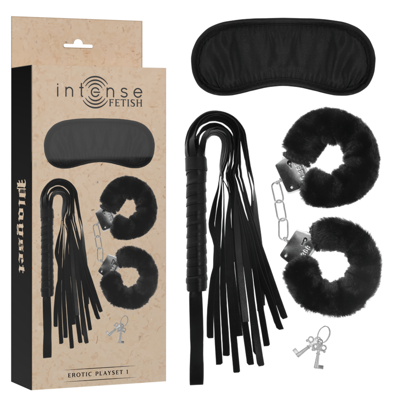 Comprar INTENSE Fetish Set Erótico 1 – Set Con Esposas Antifaz Y Látigo De Diseño Elegante-Noxtic