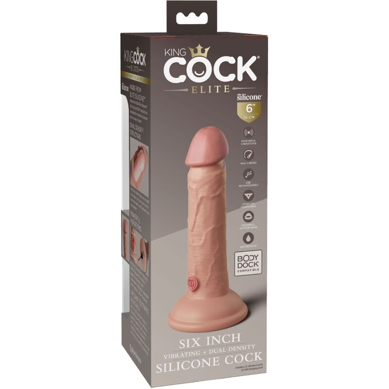 KING COCK Elite Dildo Vibratore 15,2 CM – Design Realistico per un Piacere Sensazionale