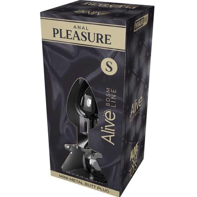 ALIVE Mini Plug Anal Metálico Negro Talla S – Diseño Elegante Con Acabado Brillante Para Placer Confiado