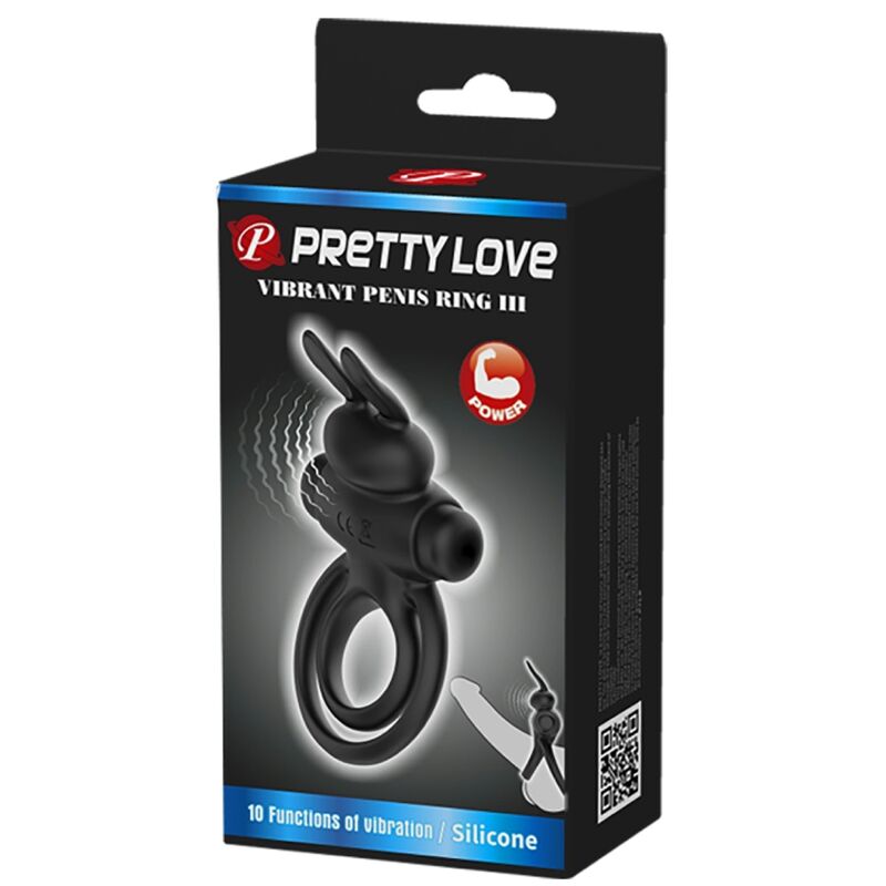 Comprar Pretty Love Anillo Vibrador Conejo Negro – Diseño Elegante Para Placer Sensual-Noxtic