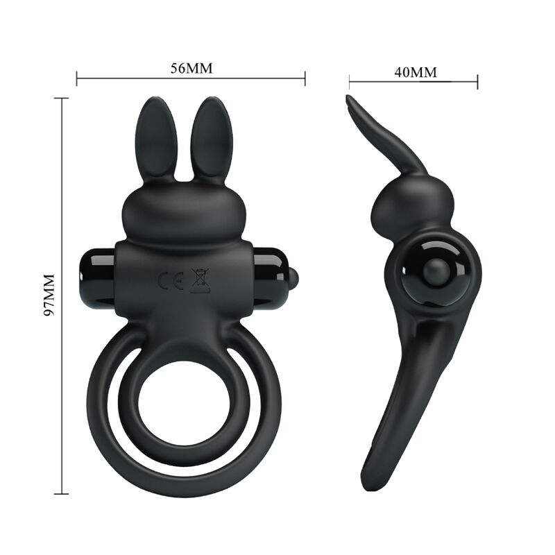 Comprar Pretty Love Anillo Vibrador Conejo Negro – Diseño Elegante Para Placer Sensual-Noxtic