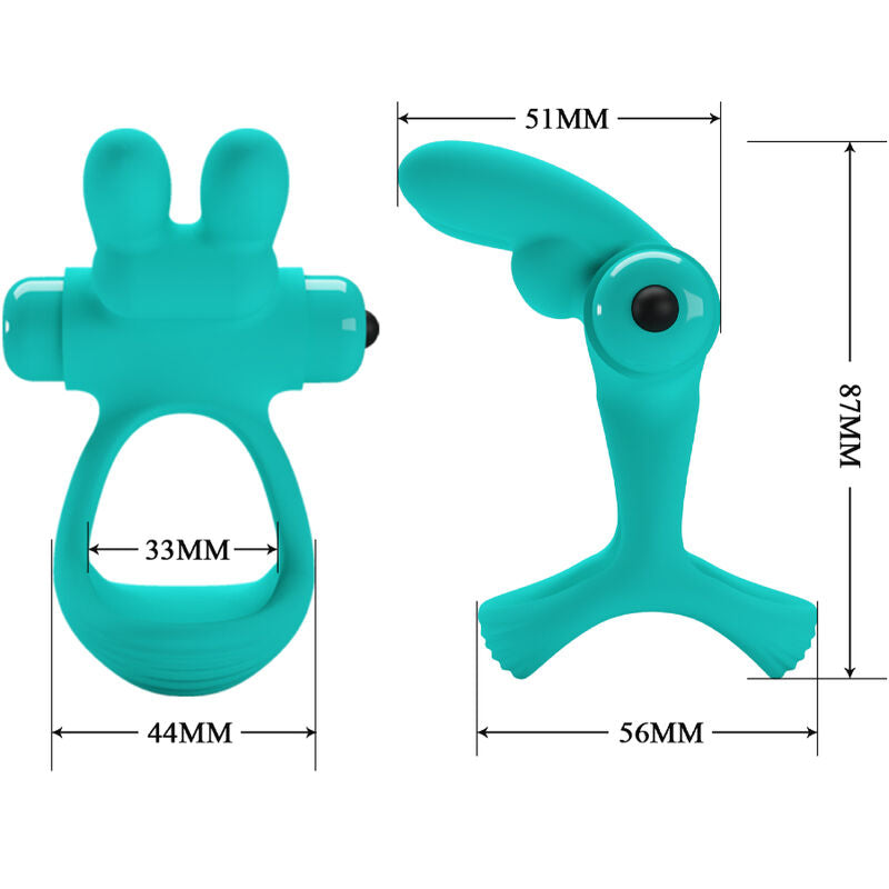 Comprar PRETTY LOVE Dante Anillo Vibrador Rabbit Verde – Diseño Ergonómico Para Conexión Intensa Con Tu Pareja-Noxtic