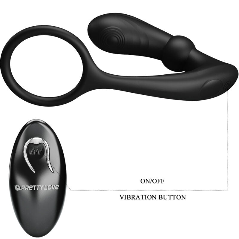 Comprar PRETTY LOVE Warren Anillo Y Vibrador Anal Negro – Diseño Innovador Para Placer Compartido-Noxtic