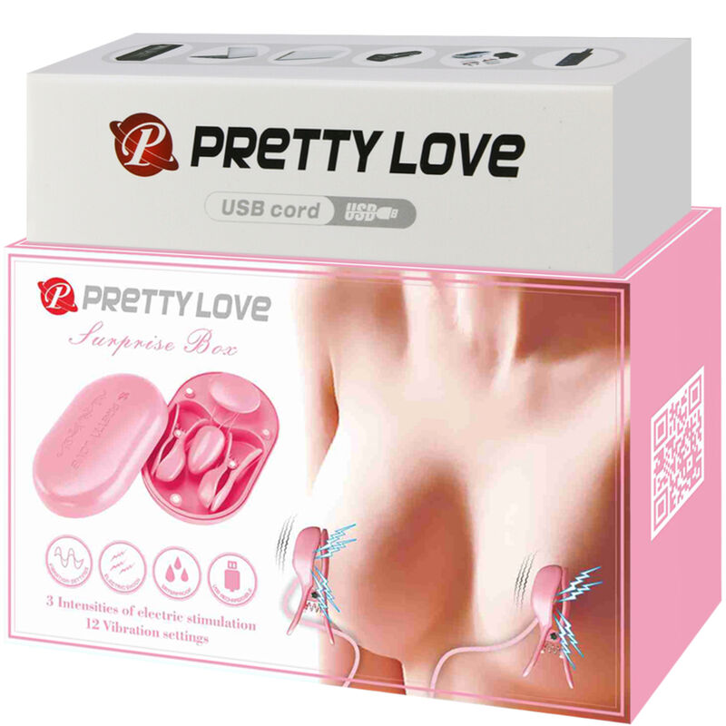 Comprar Pretty Love Surprise Box Pinzas Electro Estimulación Rosa – Estimulación Sensorial Con Estilo Elegante-Noxtic