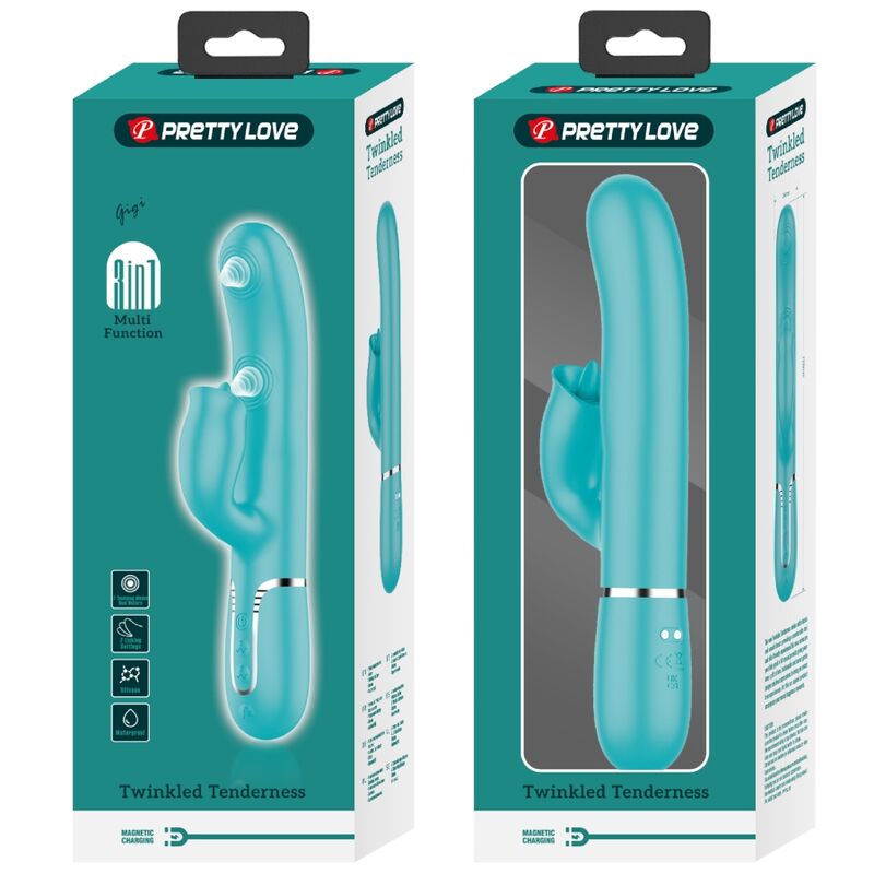 Comprar Pretty Love Vibrador Rabbit Con Licking Verde Agua – 7 Modos De Estimulación Para Placer Dual-Noxtic