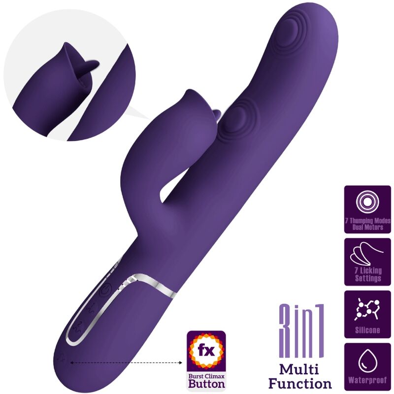 Comprar Pretty Love Vibrador Rabbit Con Licking Morado – Diseño Elegante Con 7 Modos De Golpe Y Lamido-Noxtic
