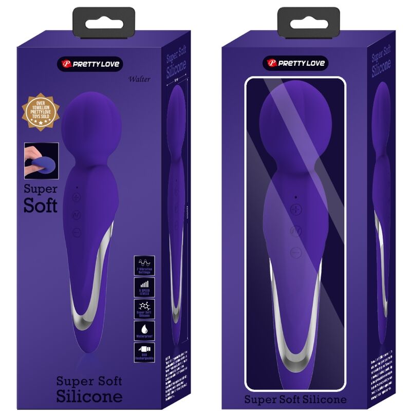 Comprar PRETTY LOVE Walter Vibrador Wand Violeta – Masajeador De Silicona Suave Con 7 Funciones De Vibración-Noxtic