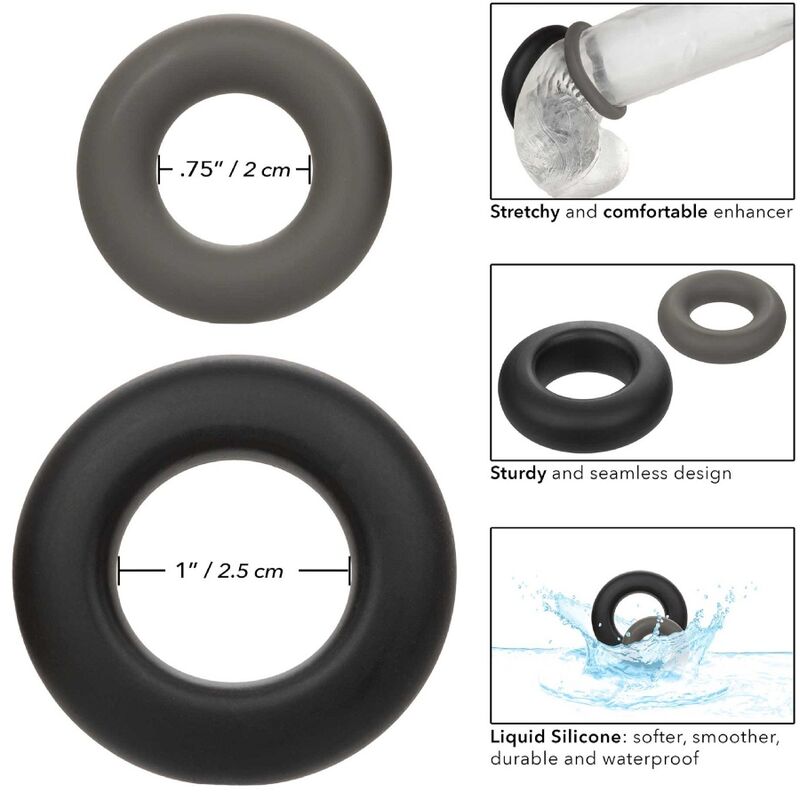 Comprar CALEXOTICS Alpha Set De 2 Anillos Prolong Gris – Conjunto Con Diseño Ergonómico Para Mayor Placer-Noxtic