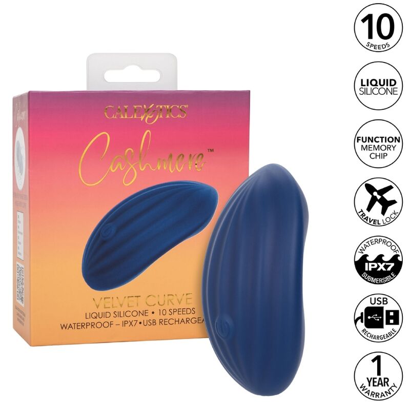 Comprar CALEXOTICS Cashmere Velvet Curve Azul – Vibrador Recargable Con Diseño Ergonómico Para Placer Sensorial-Noxtic