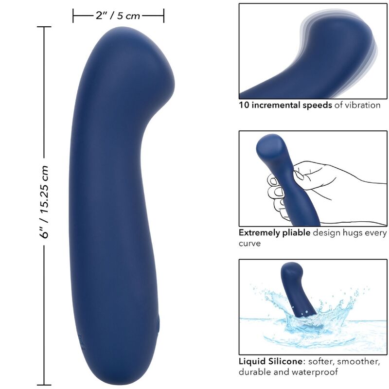Comprar CALEXOTICS Cashmere Satin G Azul – Masajeador Elegante Con Silicona Médica Hipoalergénica-Noxtic