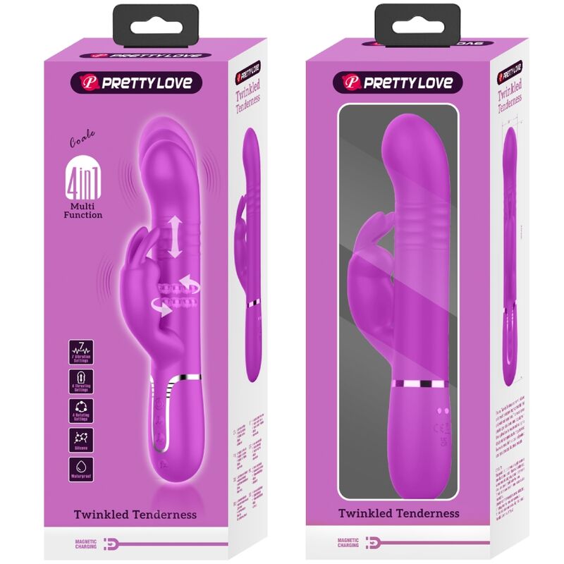 PRETTY LOVE Vibrador Coale Rabbit Perlas Violeta – Estimulador Con Diseño Elegante Para Placer Sensorial