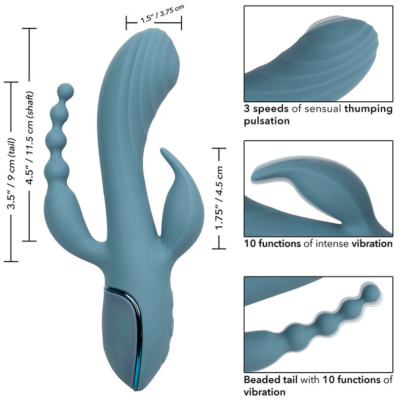 Comprar CALEXOTICS Vibrador Triple Éxtasis Gris – Masajeador Recargable Con Potente Triple Acción-Noxtic