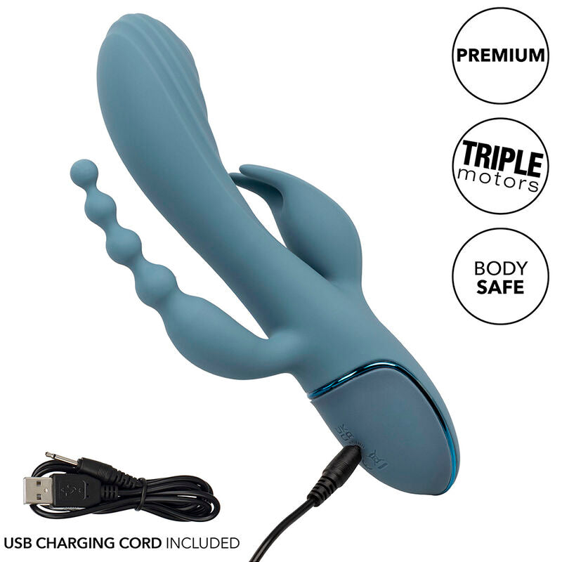 Comprar CALEXOTICS Vibrador Triple Éxtasis Gris – Masajeador Recargable Con Potente Triple Acción-Noxtic