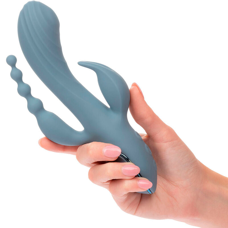 Comprar CALEXOTICS Vibrador Triple Éxtasis Gris – Masajeador Recargable Con Potente Triple Acción-Noxtic