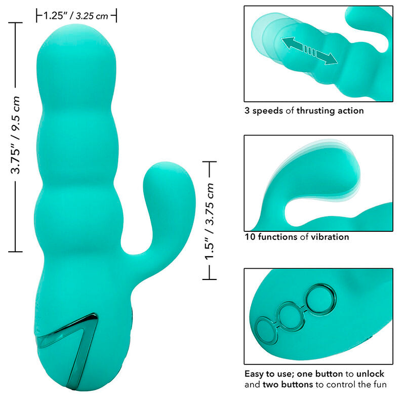 Comprar CALEXOTICS Del Mar Diva Vibrador Rabbit Verde Agua – Vibrador Recargable Con Diseño Lúdico Y Funcionalidad Mejorada-Noxtic