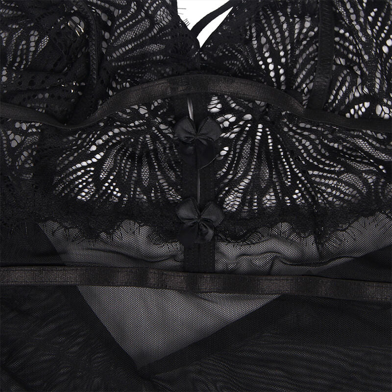 SUBBLIME Babydoll in pizzo nero con spalline regolabili SM – Design elegante per mettere in risalto la tua sensualità