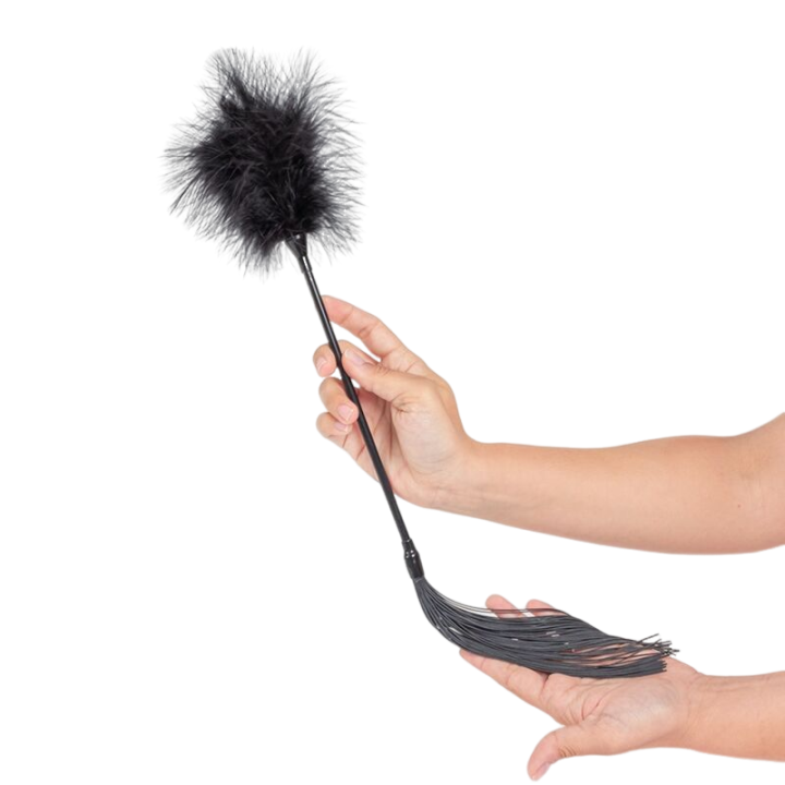 Comprar SECRET PLAY Plumero Y Látigo Negro – Juguete Erótico Para Estimulación Sensorial Versátil-Noxtic
