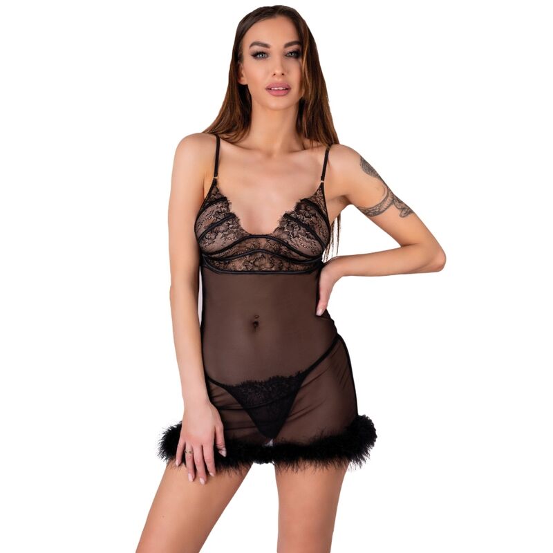 Comprar Livco Corsetti Fashion Zerunam Set Babydoll Y Tanga Negro – Conjunto Elegante Con Comodidad Ideal-Noxtic
