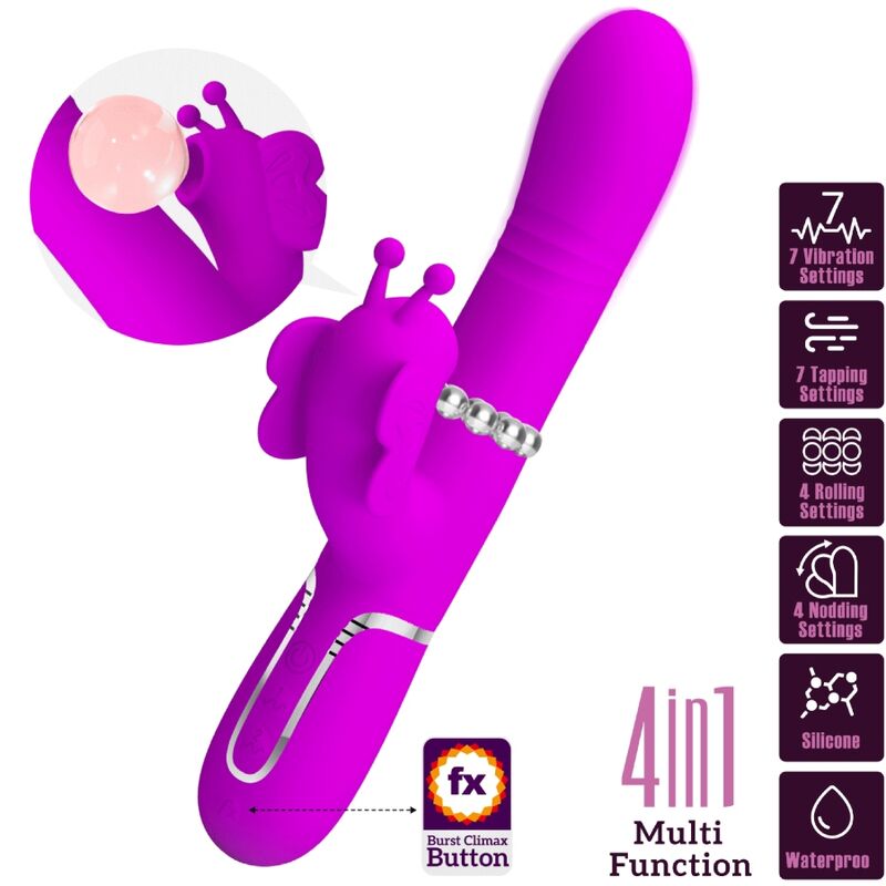 Comprar Pretty Love Vibrador Rabbit Multifunción 4 en 1 Fucsia – Diseño Ergonómico Para Experiencias Únicas-Noxtic