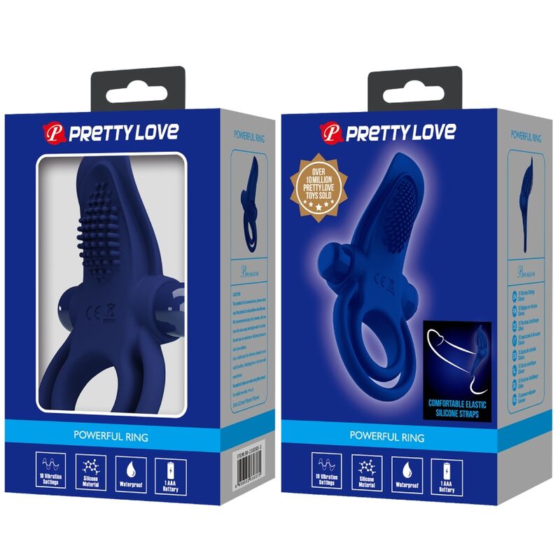 Comprar Pretty Love Bronson Doble Anillo Con Vibración Azul – Estimulador Con 10 Modos Para Placer Compartido-Noxtic