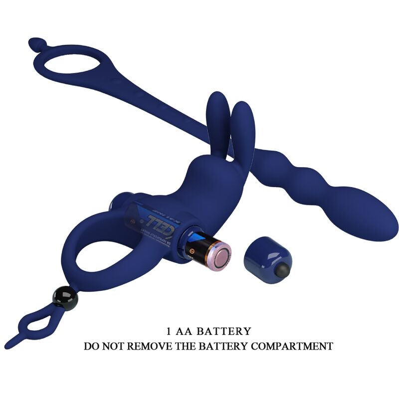 Comprar PRETTY LOVE Ayad Anillo Vibrador Rabbit Con Plug Azul – Diseño Innovador Para Placer Compartido-Noxtic