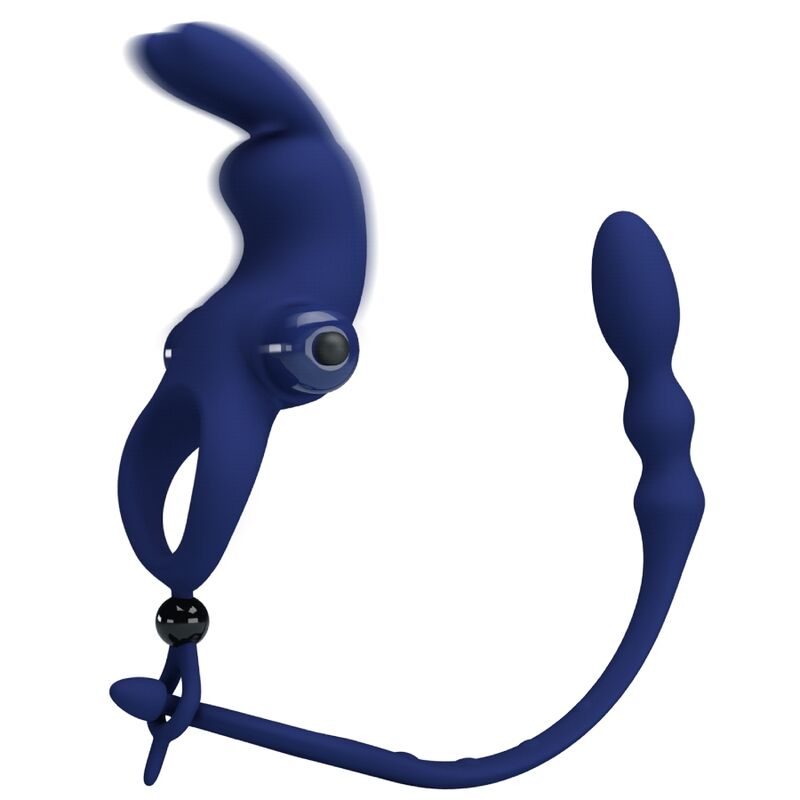 Comprar PRETTY LOVE Ayad Anillo Vibrador Rabbit Con Plug Azul – Diseño Innovador Para Placer Compartido-Noxtic