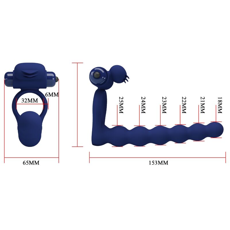 Comprar Pretty Love Ajmal Anillo Vibrador Con Plug Azul – Diseño Innovador Para Placer Compartido-Noxtic