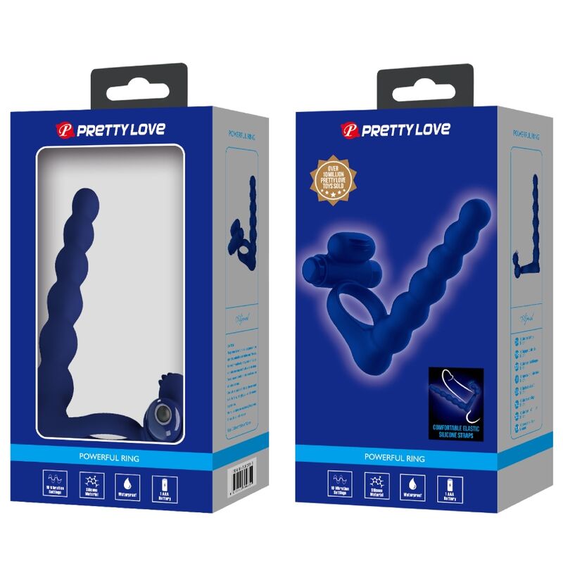 Comprar Pretty Love Ajmal Anillo Vibrador Con Plug Azul – Diseño Innovador Para Placer Compartido-Noxtic