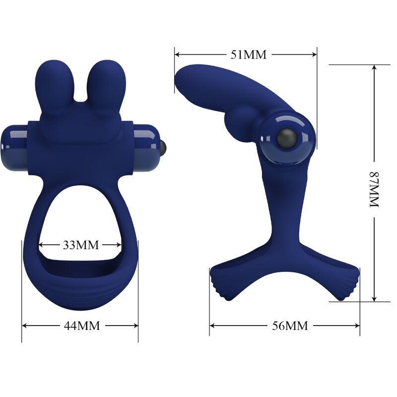 Comprar Pretty Love Francisco Doble Anillo Vibrador Rabbit Azul – Diseño Ergonómico Con Potentes Vibraciones Silenciosas-Noxtic