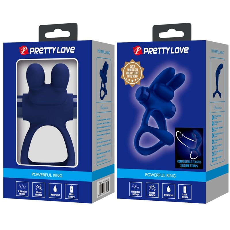 Comprar Pretty Love Francisco Doble Anillo Vibrador Rabbit Azul – Diseño Ergonómico Con Potentes Vibraciones Silenciosas-Noxtic