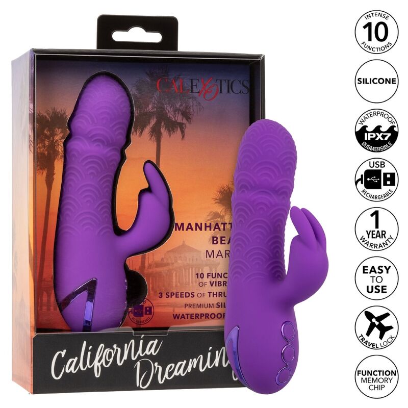 Comprar CalExotics Manhattan Beach Marvel Vibrador Rabbit Morado – Diseño Inspirado En Playa Para Placer Intenso-Noxtic