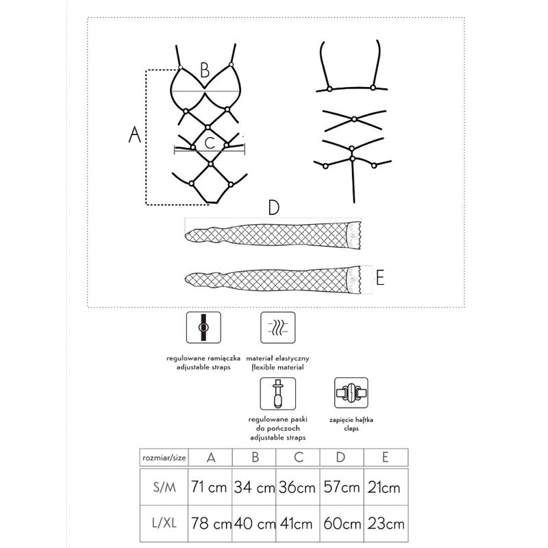 LIVCO Corsetti Fashion Thiara LC 20213 Set Body Y Medias Negro S M – Conjunto Elegante Con Comodidad Sofisticada