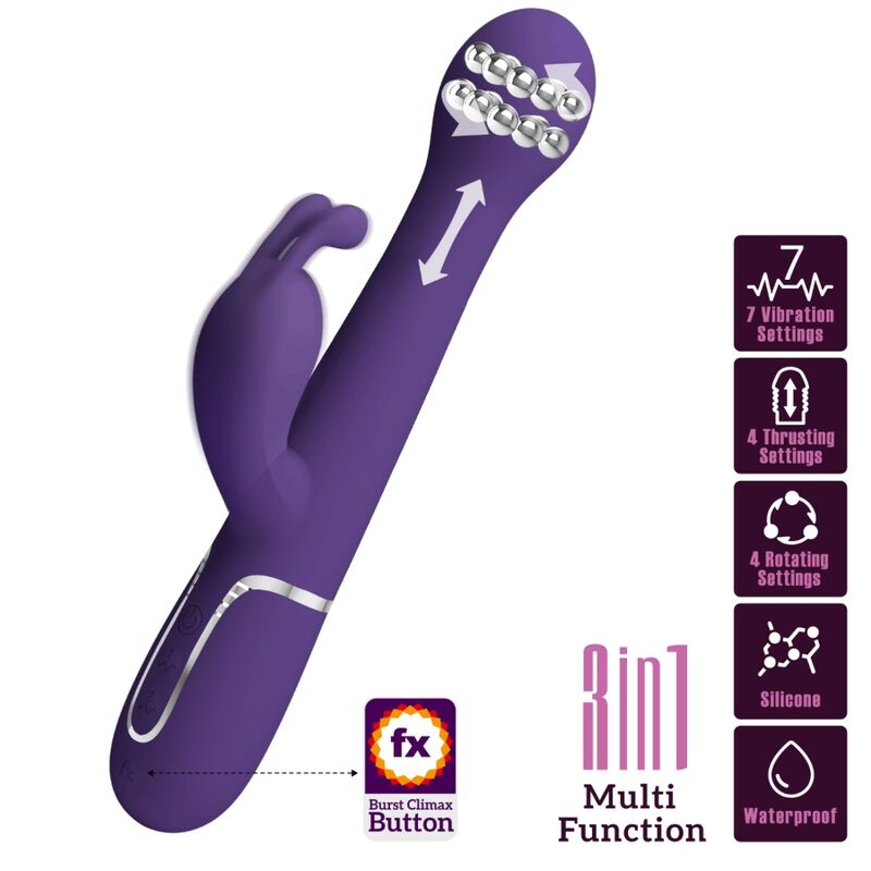 Comprar Pretty Love Dejon Vibrador Rabbit 3 En 1 – Diseño Ergonómico Con Potentes Motores Gemelos-Noxtic