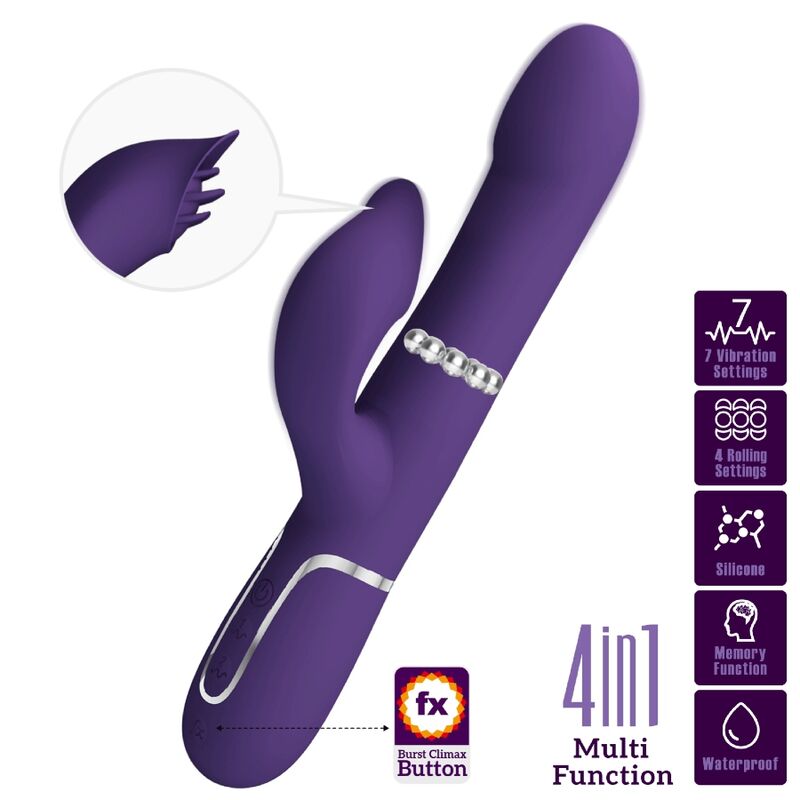 Comprar Pretty Love Zalin Vibrador Rabbit Perlas 4 En 1 Morado – Diseño Ergonómico Con Funcionalidad Innovadora-Noxtic