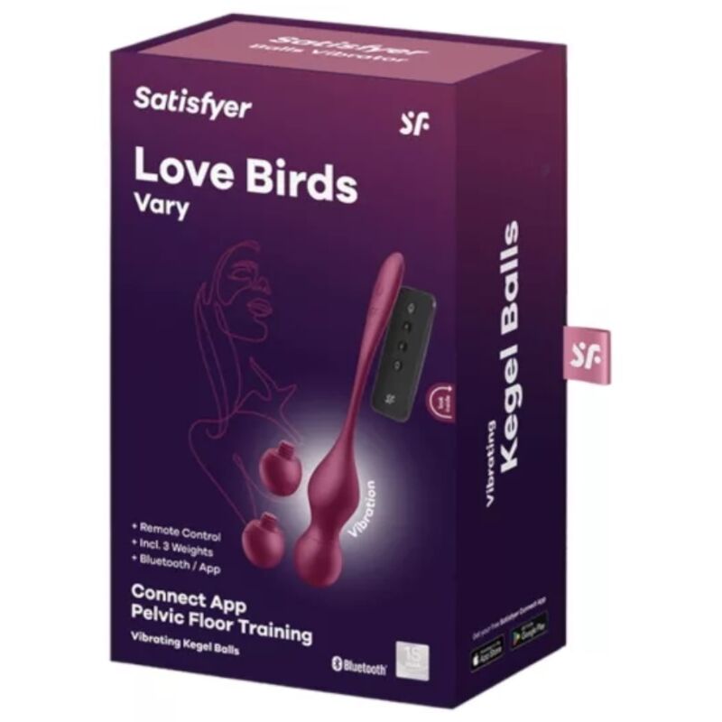 Satisfyer Love Birds Vary Wine Red – Palline vibranti con app gratuita per un piacere intenso