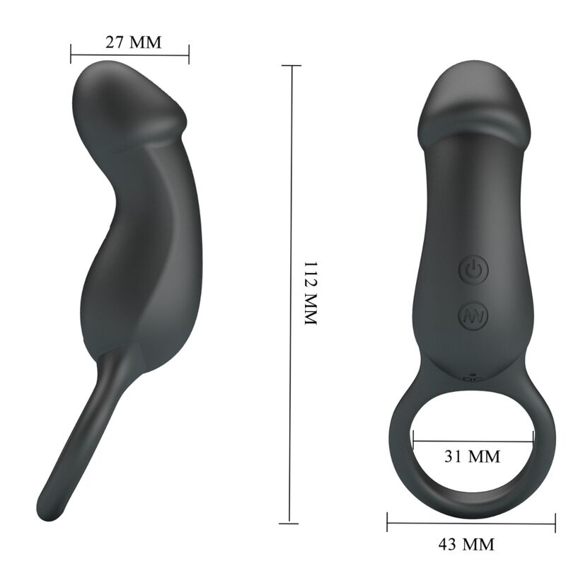Comprar PRETTY LOVE Anillo Vibrador Con Estimulador Negro – Diseño Discreto Para Placer Versátil-Noxtic