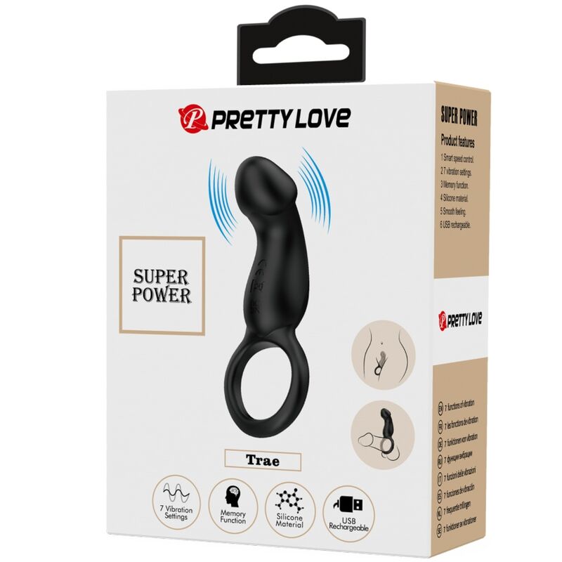 Comprar PRETTY LOVE Anillo Vibrador Con Estimulador Negro – Diseño Discreto Para Placer Versátil-Noxtic