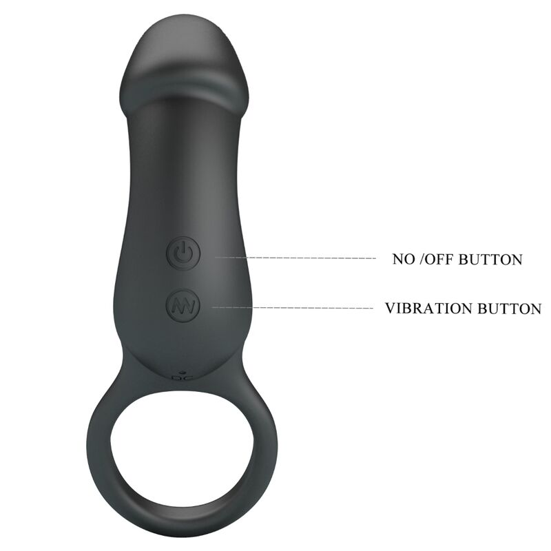 Comprar PRETTY LOVE Anillo Vibrador Con Estimulador Negro – Diseño Discreto Para Placer Versátil-Noxtic