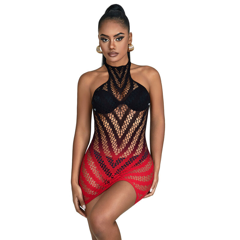 Comprar SUBBLIME Vestido De Rejilla Elástica Degradado Rojo Y Negro – Diseño Cautivador Para Realzar Tu Sensualidad-Noxtic