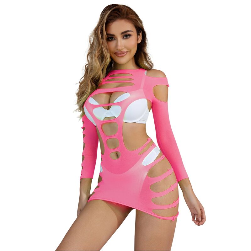 Comprar SUBBLIME Vestido De Rejilla Elástico Rosa – Diseño Elegante Que Realza Tu Belleza Única-Noxtic