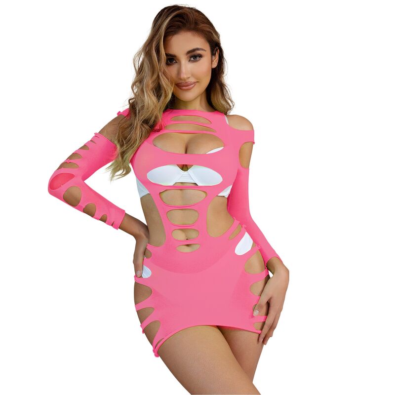 Comprar SUBBLIME Vestido De Rejilla Elástico Rosa – Diseño Elegante Que Realza Tu Belleza Única-Noxtic