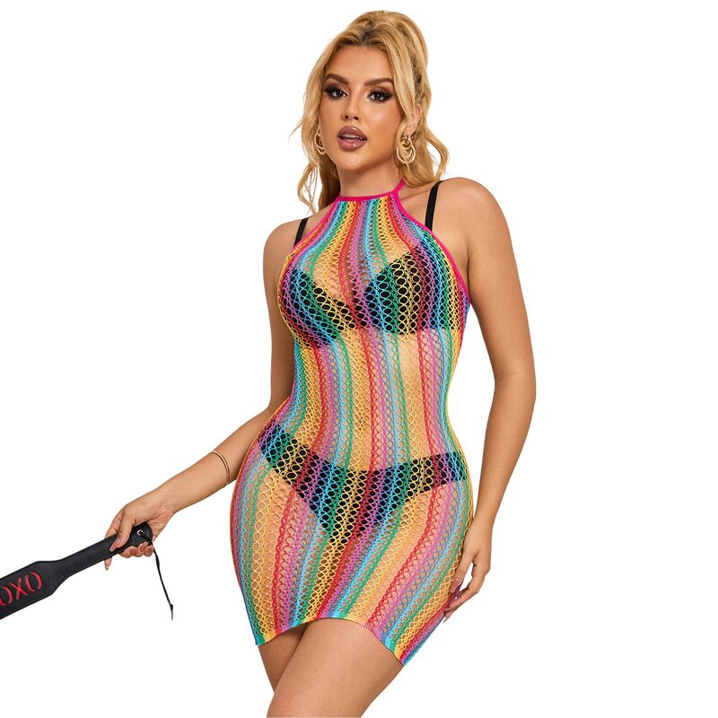 Comprar SUBBLIME Vestido De Rejilla Arcoiris Talla Única – Diseño Ajustado Para Resaltar Tu Figura-Noxtic